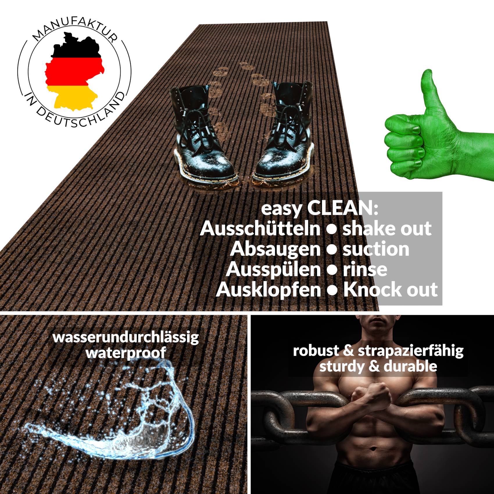 Schmutzfangmatte Fußmatte Fußabtreter MISCHA Uni Mehrfarbig