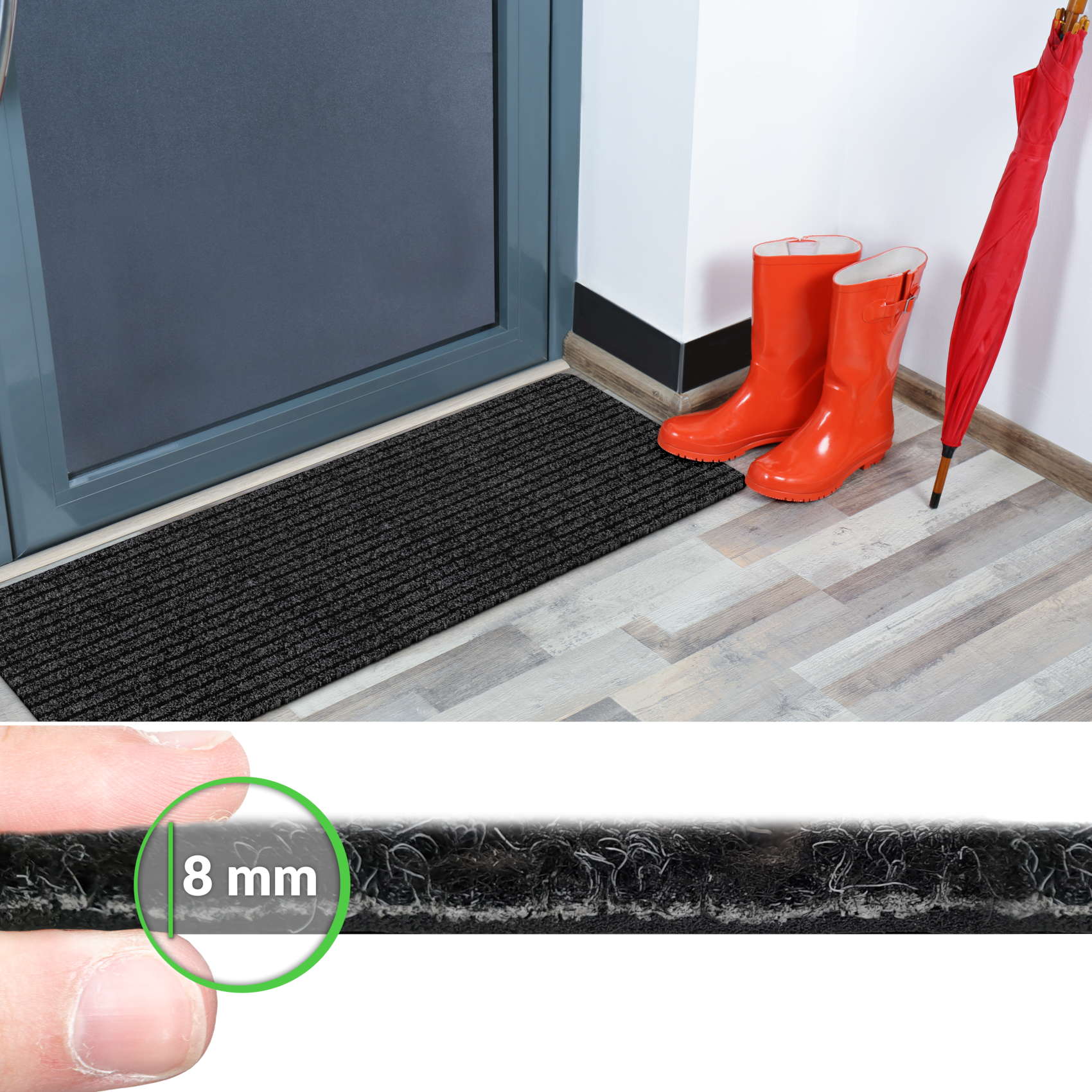 SMERSCHW-040-120_40 Schmutzfangmatte Fußmatte Fußabtreter MISCHA Uni Mehrfarbig