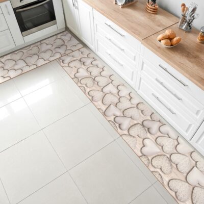 Küchenläufer PVC rutschfest abwaschbar Home Sweet Home Beige 50cm Breit