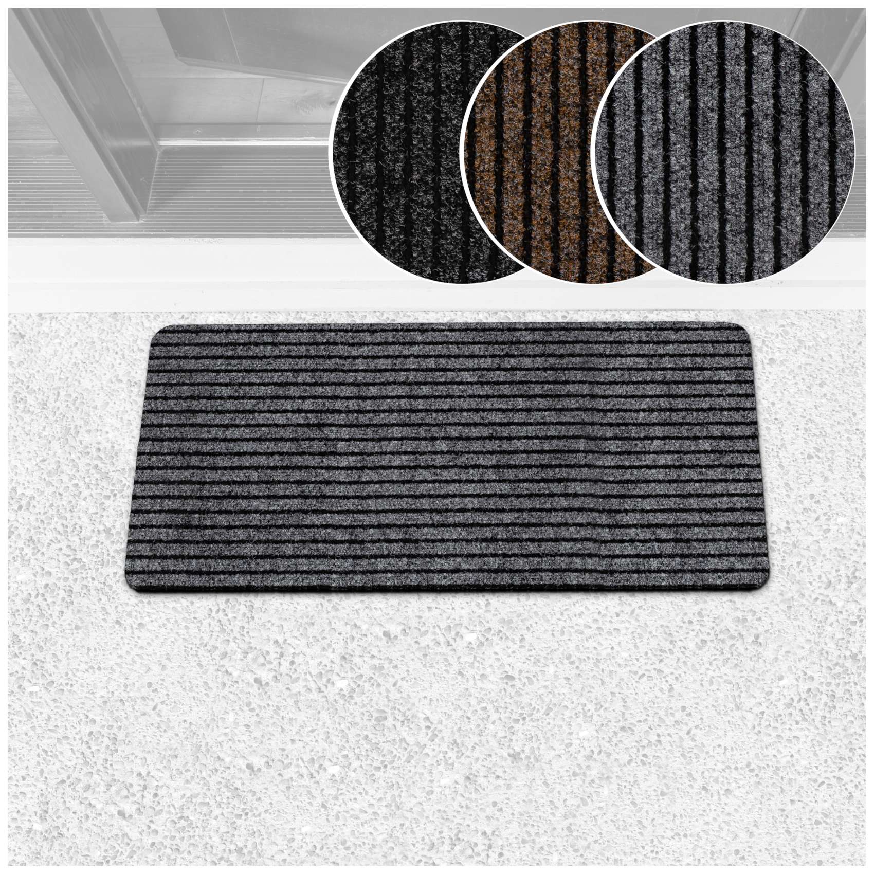 Schmutzfangmatte Fußmatte Fußabtreter MISCHA Uni Mehrfarbig Grau 40x80cm