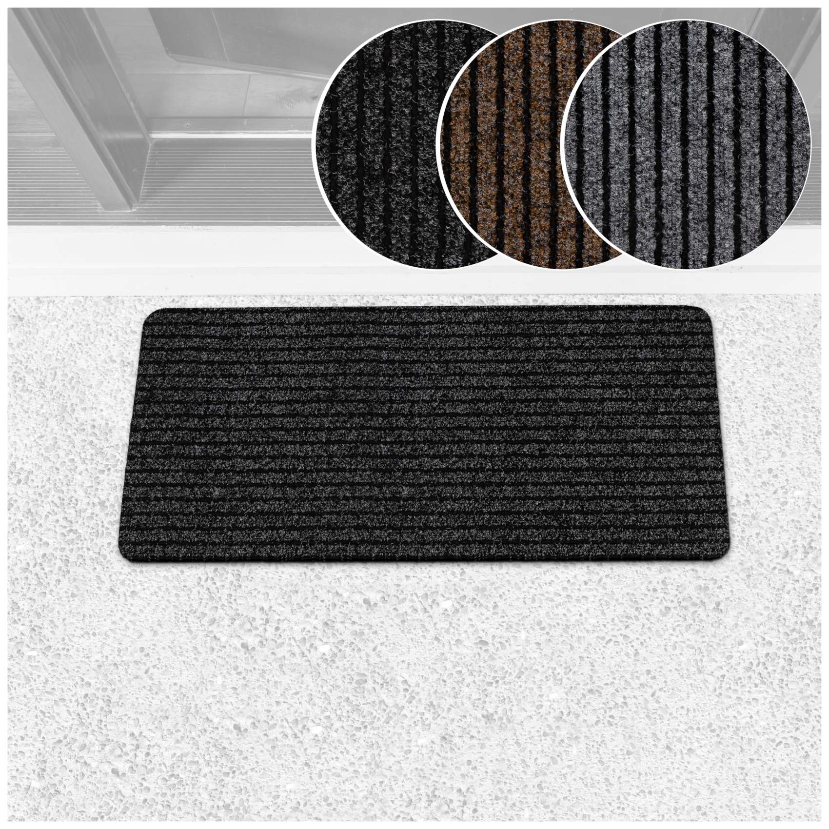Schmutzfangmatte Fußmatte Fußabtreter MISCHA Uni Mehrfarbig Schwarz 40x80cm