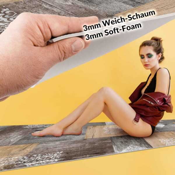 Küchenläufer Rustikal Holz Herz Braun rutschfest Teppichläufer abwaschbar | 50cm Breit – 100x50cm