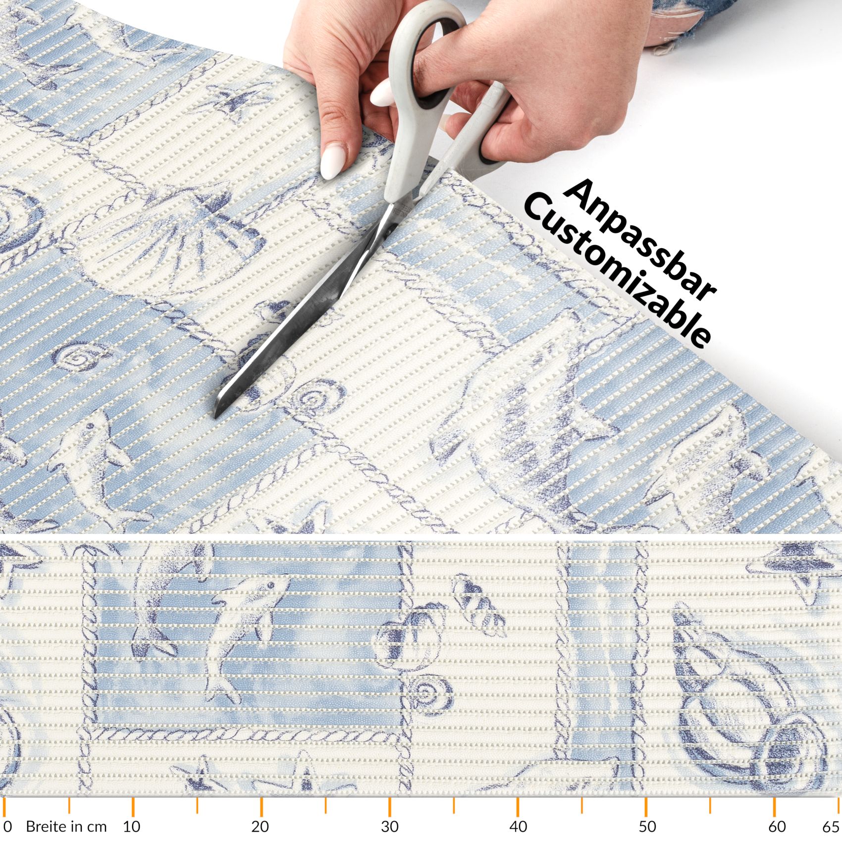 BM33-065_20 Weichschaummatte Bad Weichschaum Badematte Delfine 65cm Breite Meterware