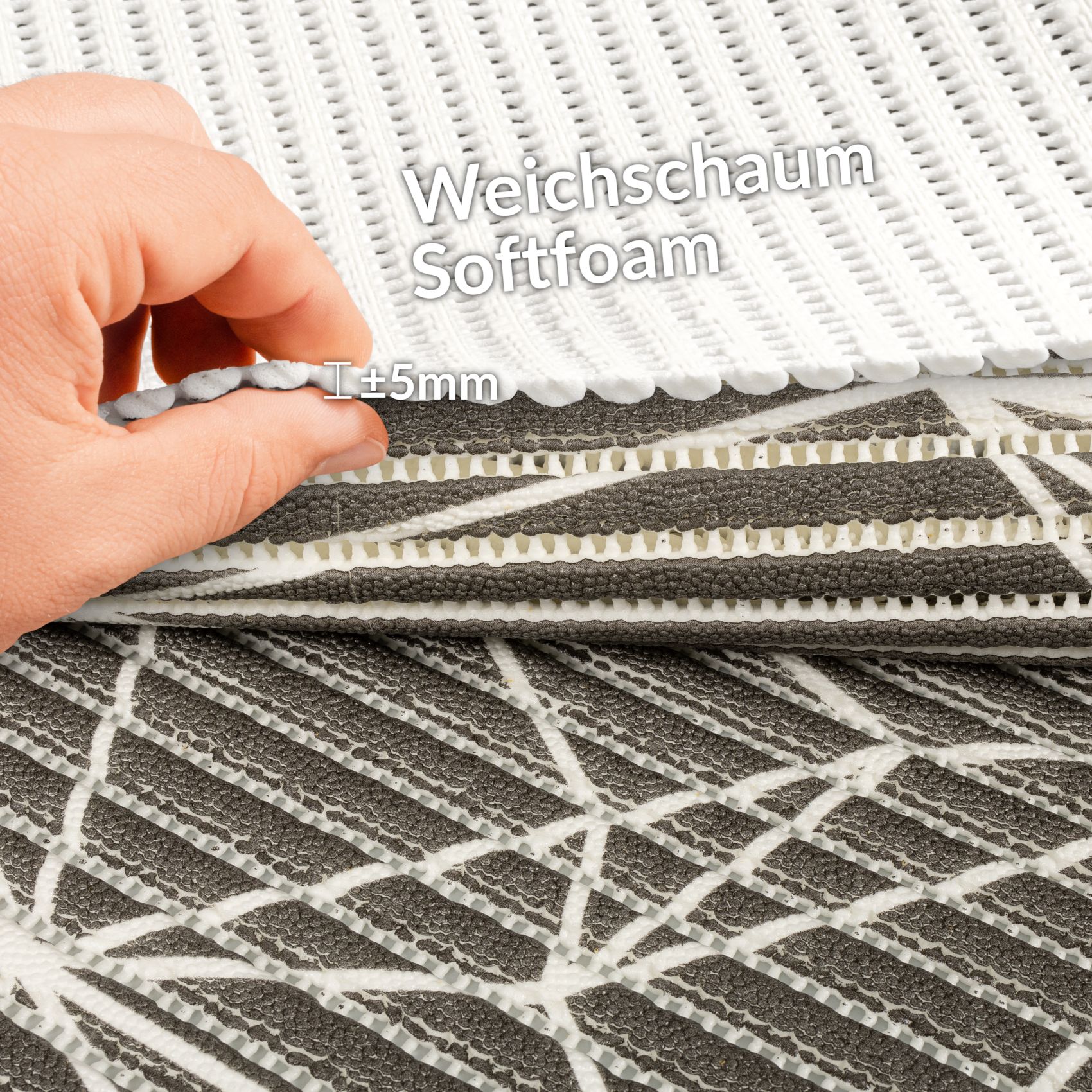 BM35-065_50 Weichschaummatte Badematte Weichschaum Bad Prisma Schwarz Breite 130cm Meterware