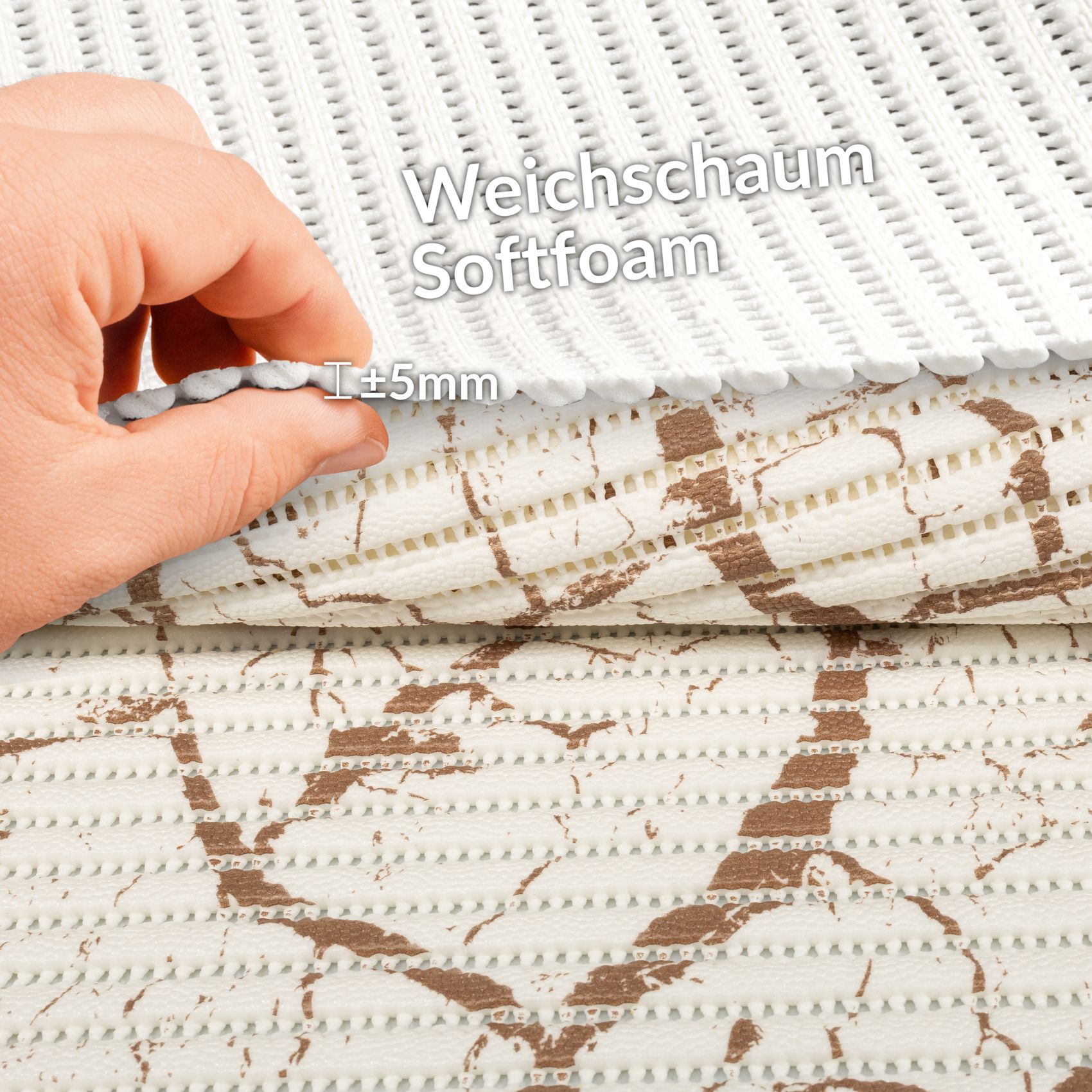 BM37-065_50 Weichschaummatte Badematte Weichschaum Bad Marmor Beige Breite 130cm Meterware