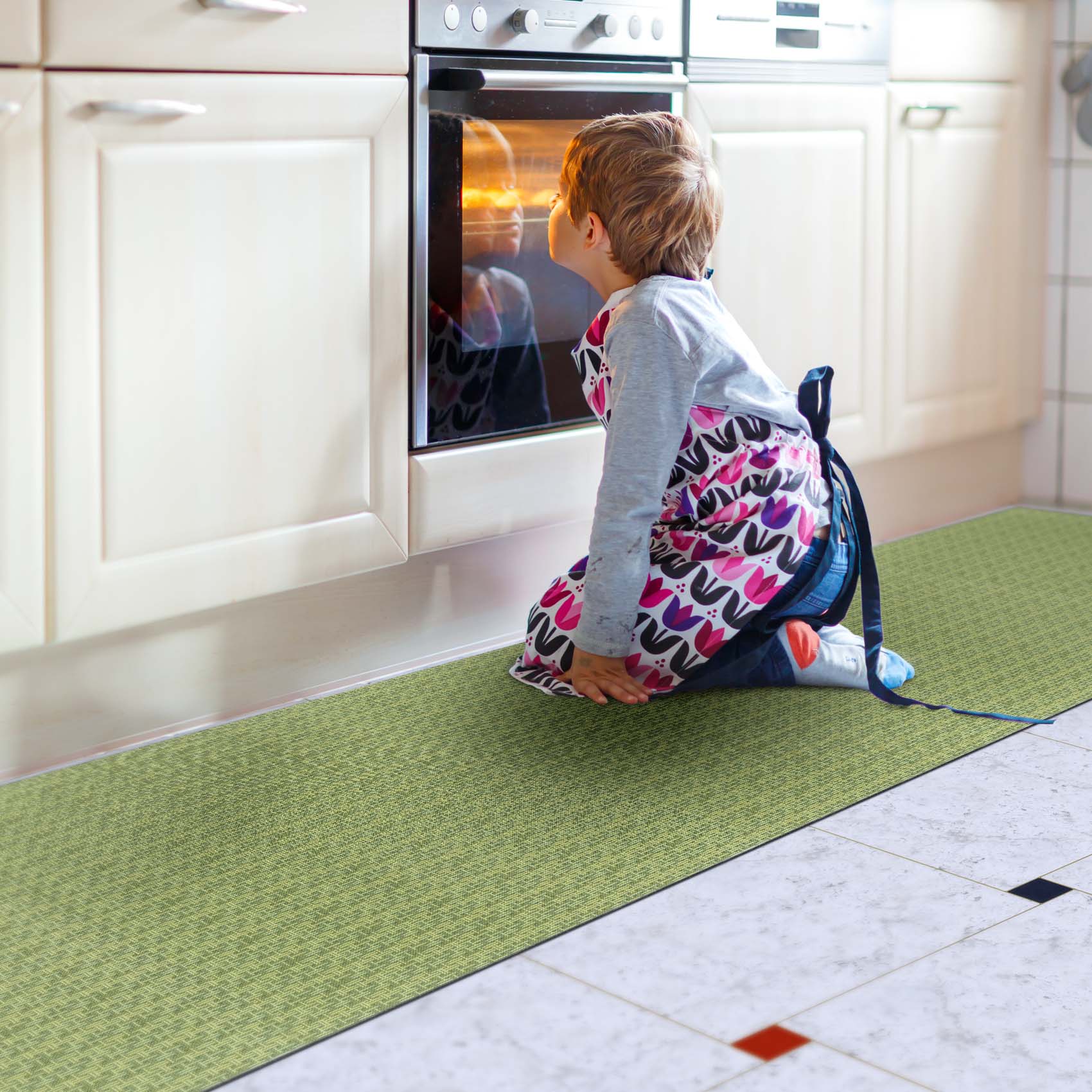 Küchenläufer Küchenteppich Läufer Flur rutschfest waschbar Flechtoptik Grün