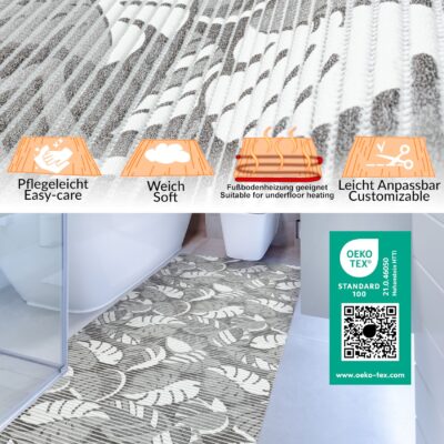 Weichschaummatte Bad Weichschaum Badematte Palmen 3 Farben Blau Grün Grau 65cm Breite Meterware