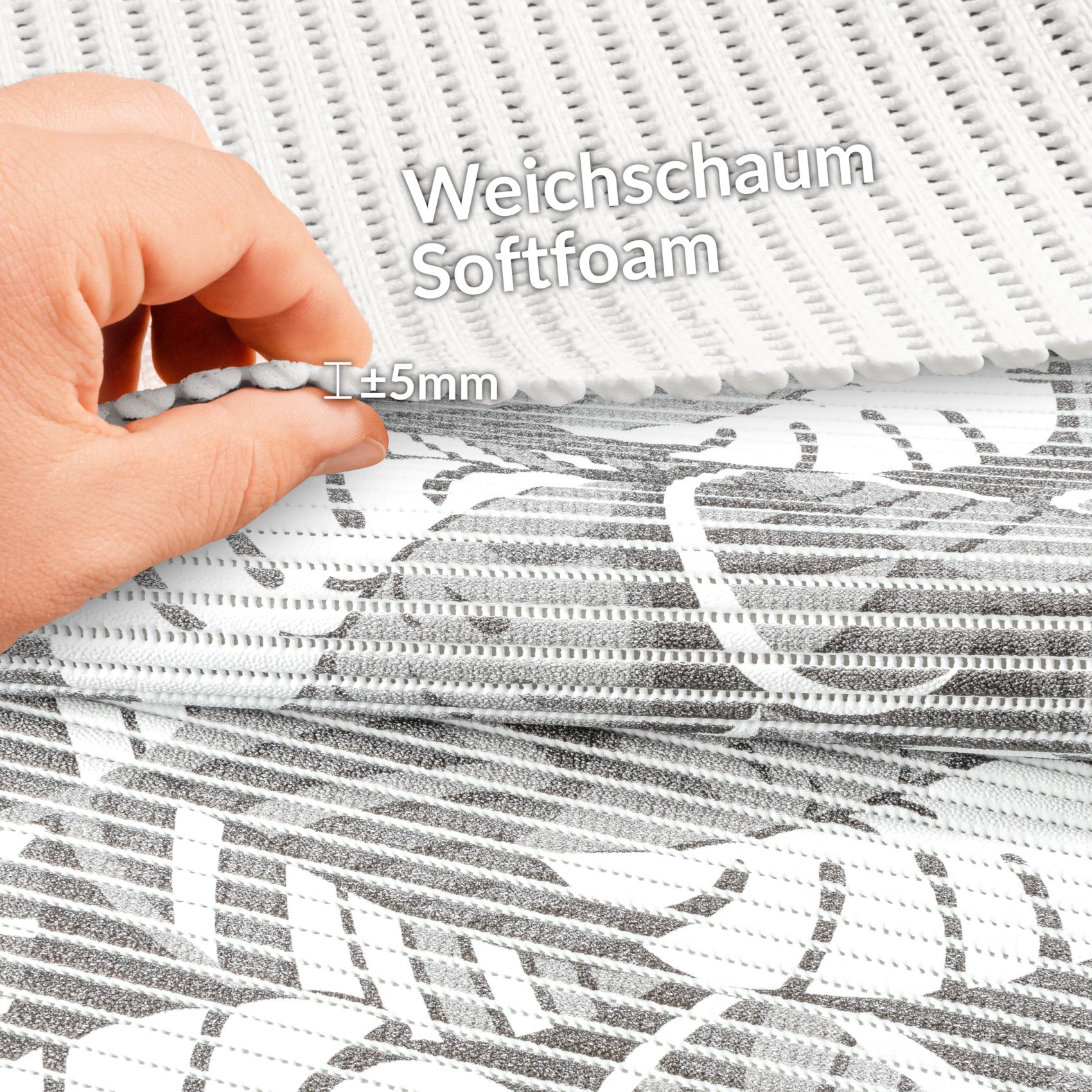 DM028D_50 Weichschaummatte Bad Weichschaum Badematte Palmen 3 Farben Blau Grün Grau 65cm Breite Meterware