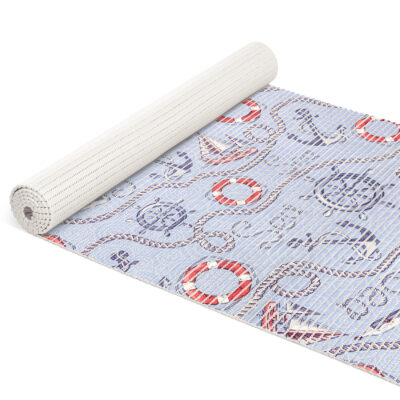 Weichschaummatte Bad Weichschaum Badematte Kompass Port Seefahrt Blau Breite 65cm Meterware