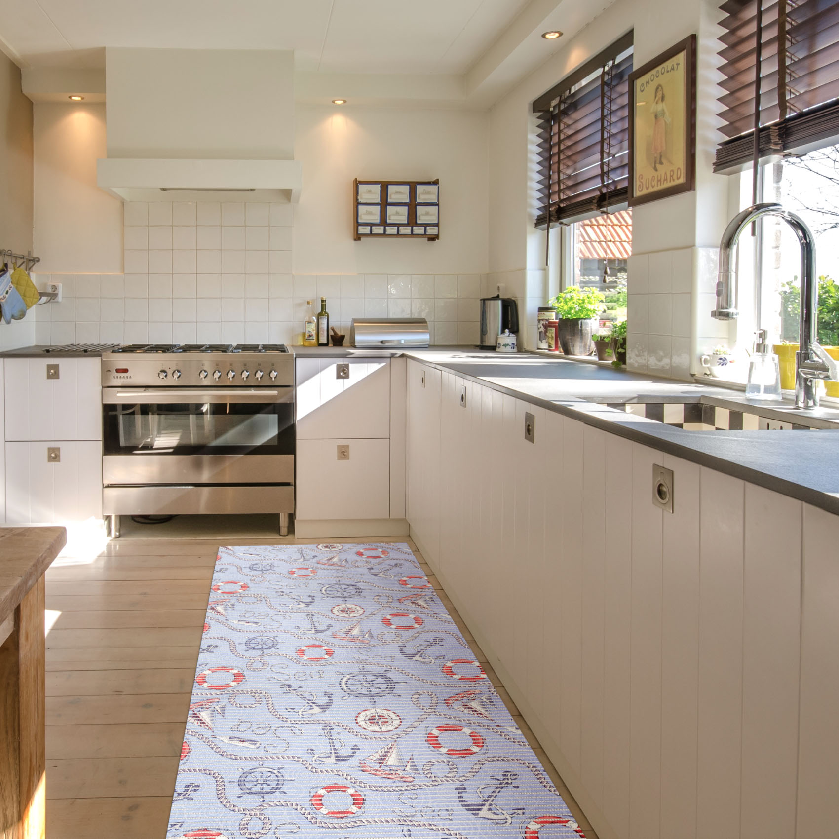 DM041A_17-jpg Weichschaummatte Bad Weichschaum Badematte Kompass Port Seefahrt Blau Breite 65cm Meterware