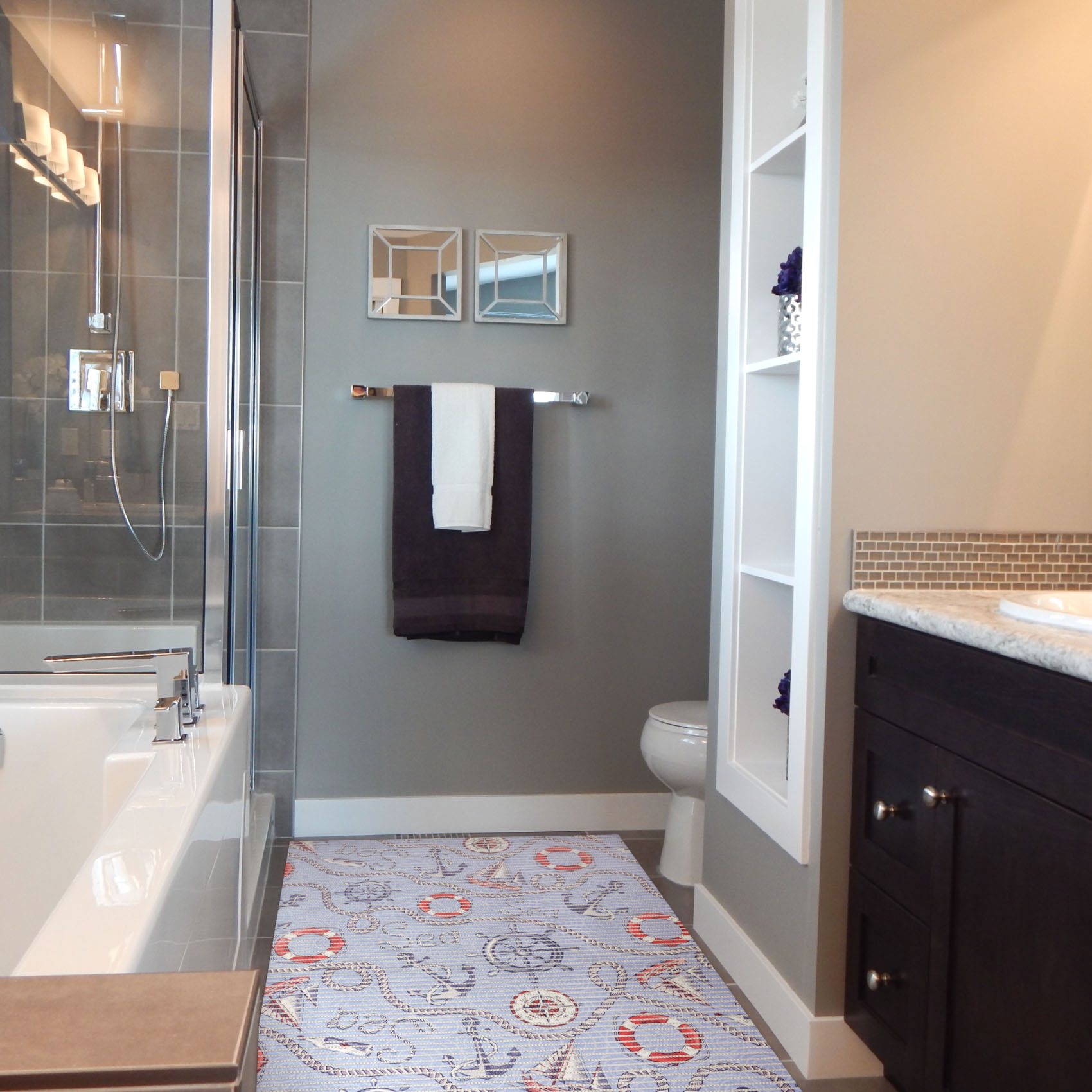 DM041A_18-jpg Weichschaummatte Bad Weichschaum Badematte Kompass Port Seefahrt Blau Breite 65cm Meterware