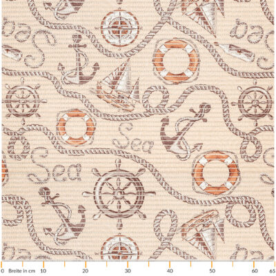 Weichschaummatte Bad Weichschaum Badematte Kompass Seefahrt Beige Breite 65cm Meterware