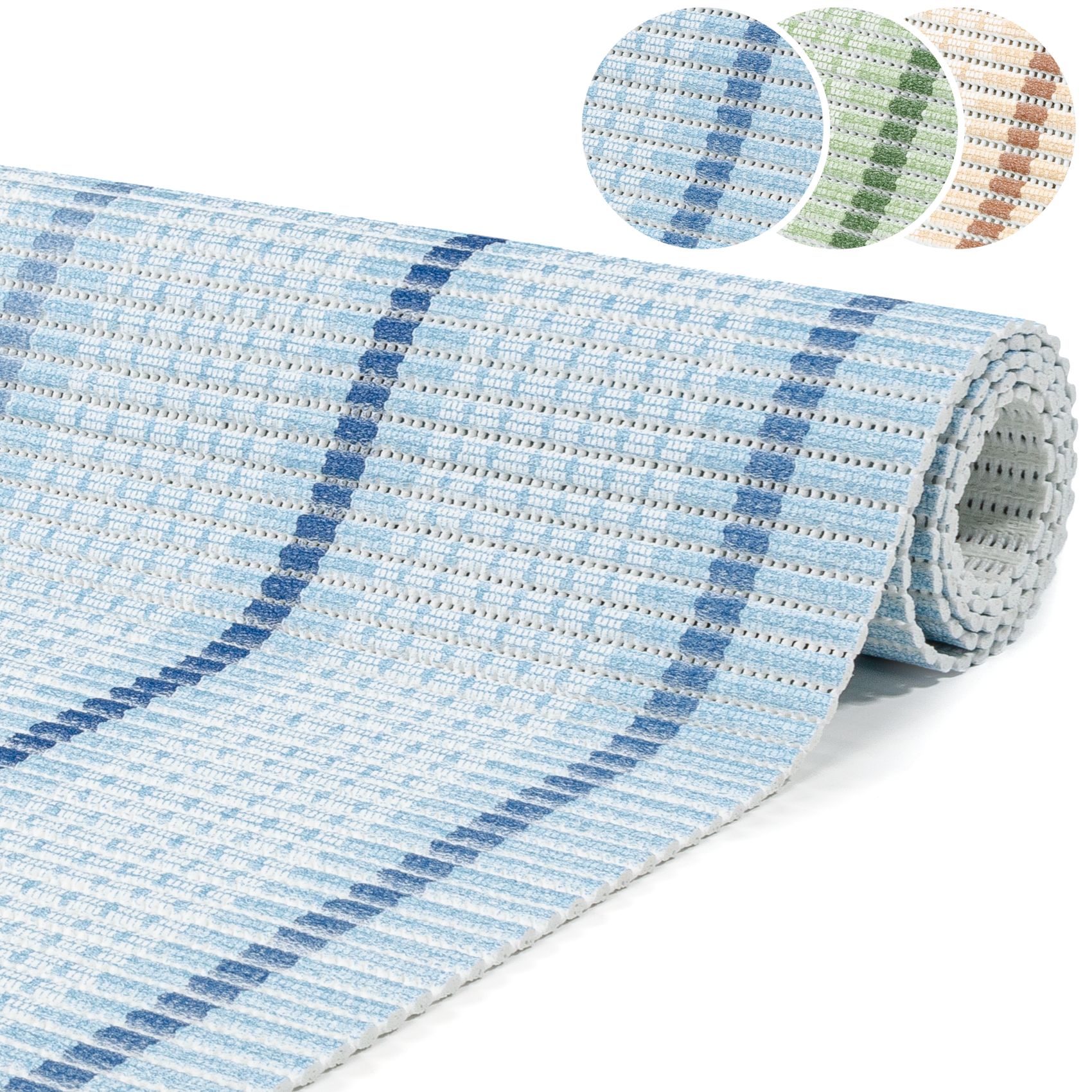 DM064A_10B Weichschaummatte Bad Weichschaum Badematte Line 2 Farben Blau Grün 65cm Breite Meterware