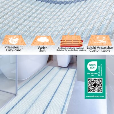 Weichschaummatte Bad Weichschaum Badematte Line 2 Farben Blau Grün 65cm Breite Meterware