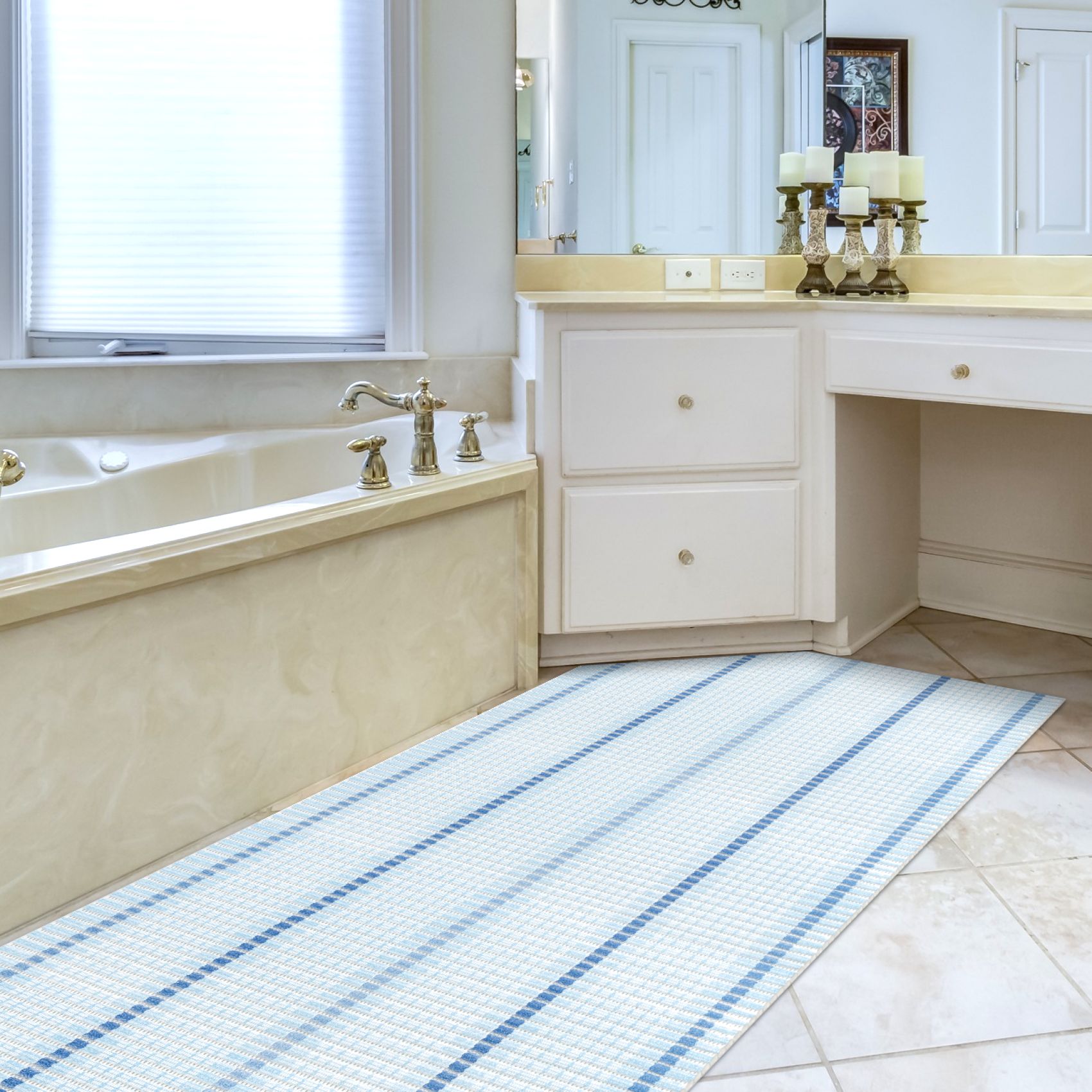 DM064A_15 Weichschaummatte Bad Weichschaum Badematte Line 2 Farben Blau Grün 65cm Breite Meterware