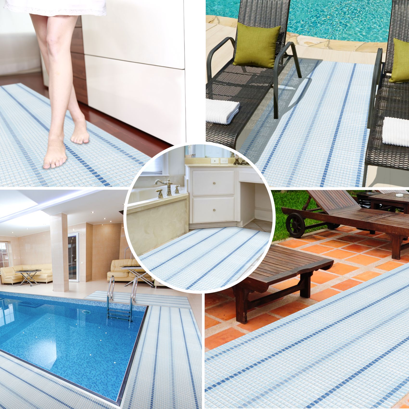 DM064A_30 Weichschaummatte Bad Weichschaum Badematte Line 2 Farben Blau Grün 65cm Breite Meterware