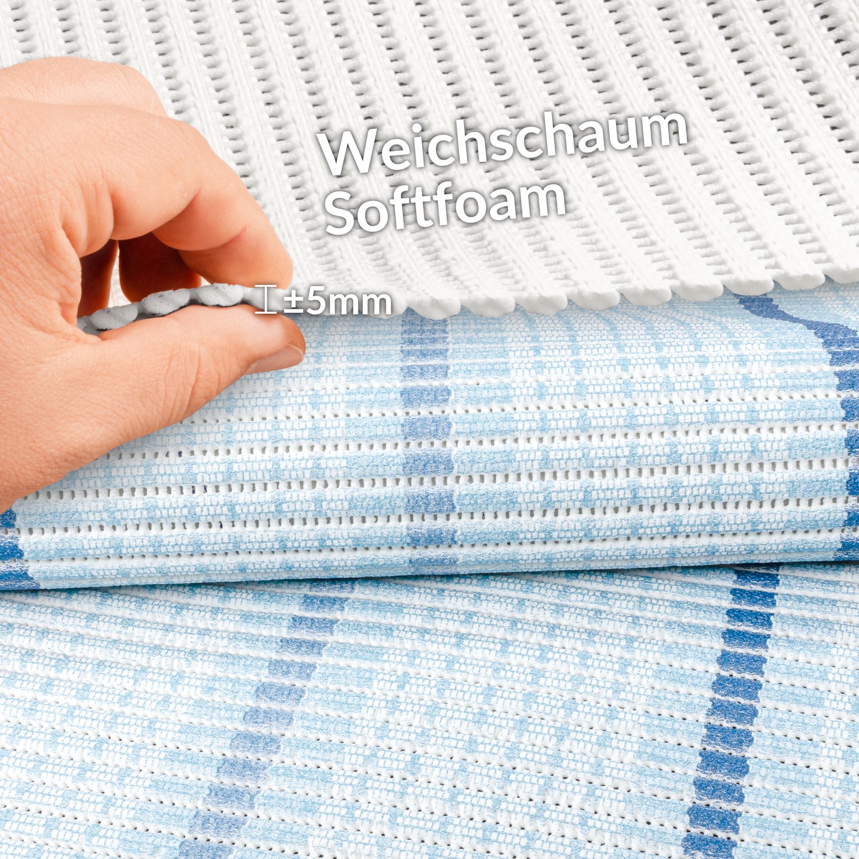 DM064A_50 Weichschaummatte Bad Weichschaum Badematte Line 2 Farben Blau Grün 65cm Breite Meterware