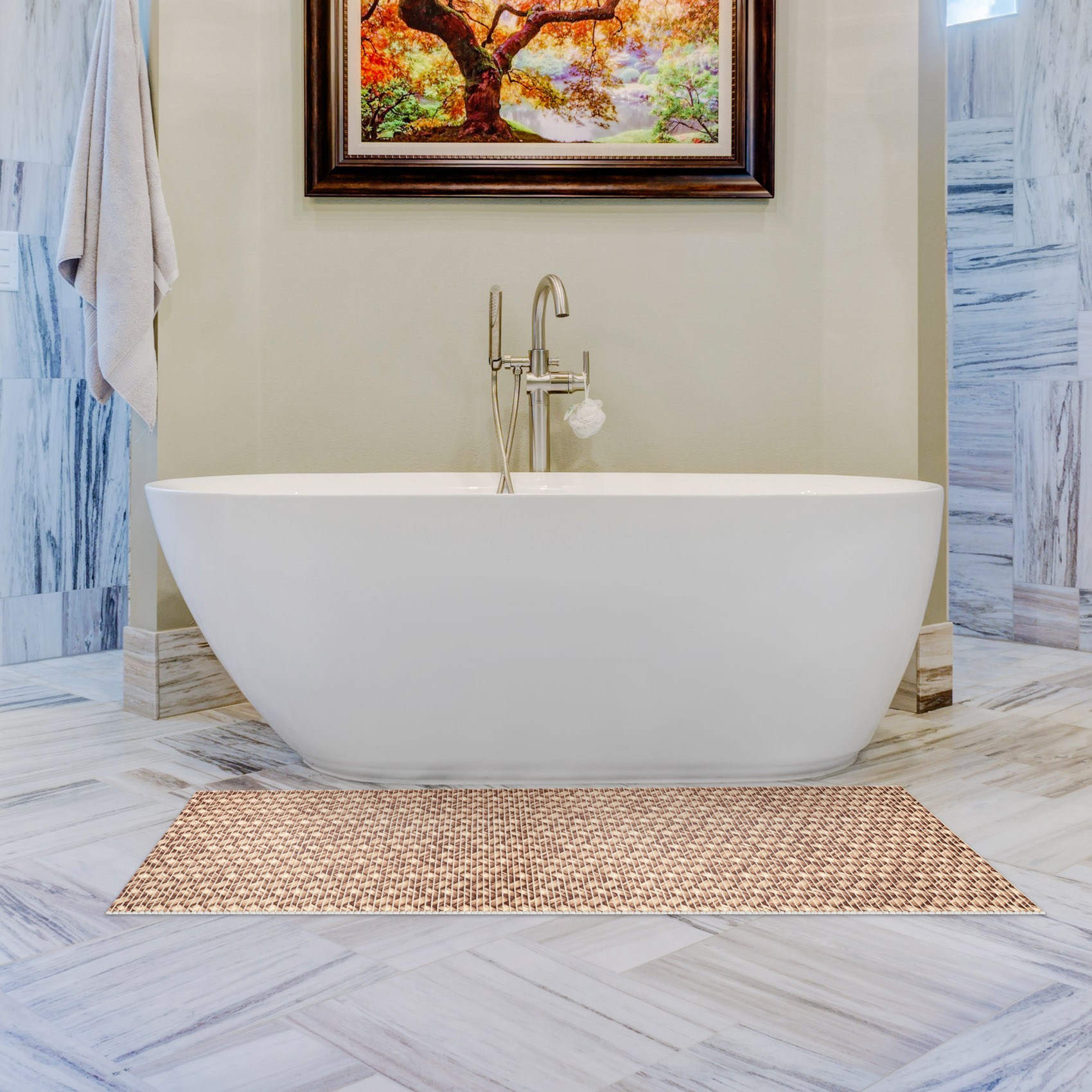 Weichschaummatte Bad Weichschaum Badematte Flechtwerk Beige Breite 65cm Meterware