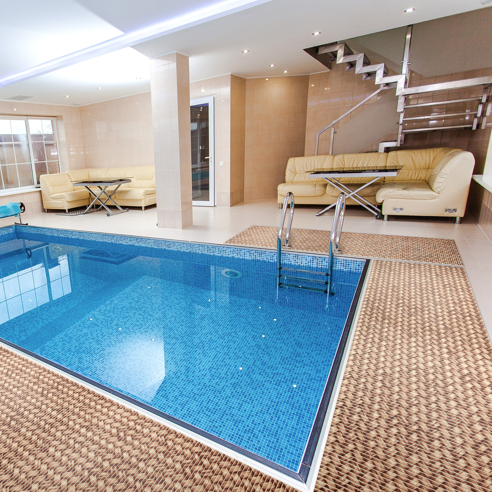 Weichschaummatte Bad Weichschaum Badematte Flechtwerk Beige Breite 65cm Meterware