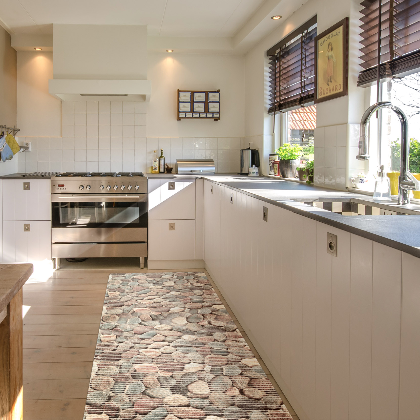 DM074A_17-jpg Weichschaummatte Bad Weichschaum Badematte Steine Bunt Kieselsteine Breite 65cm Meterware