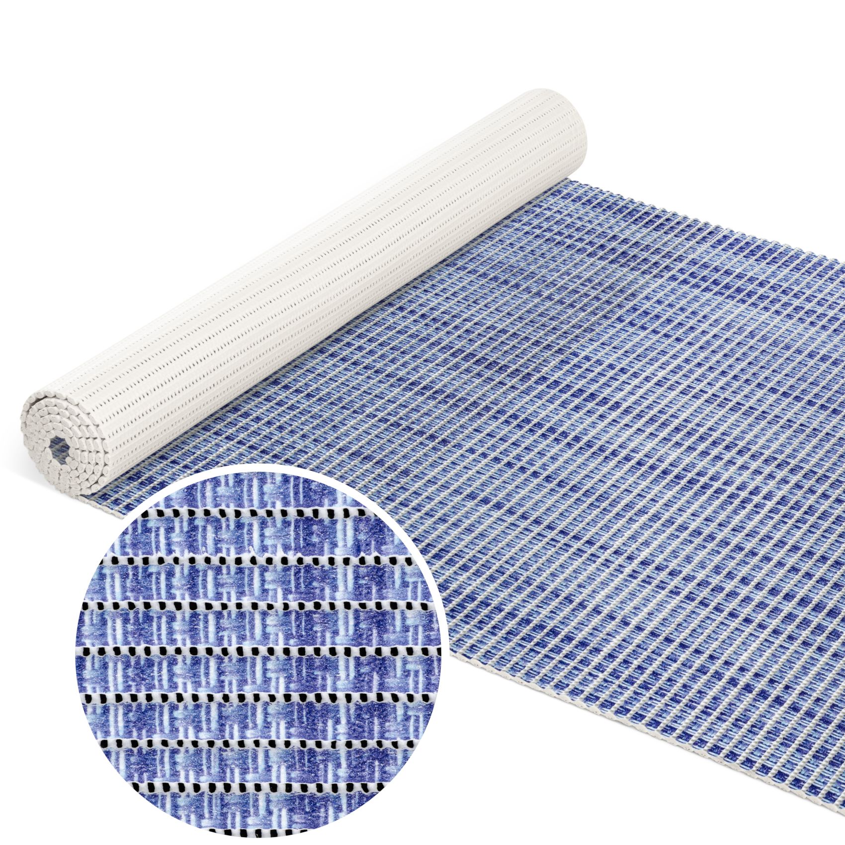 Weichschaummatte Bad Weichschaum Badematte Leinenoptik Blau Breite 65cm Meterware