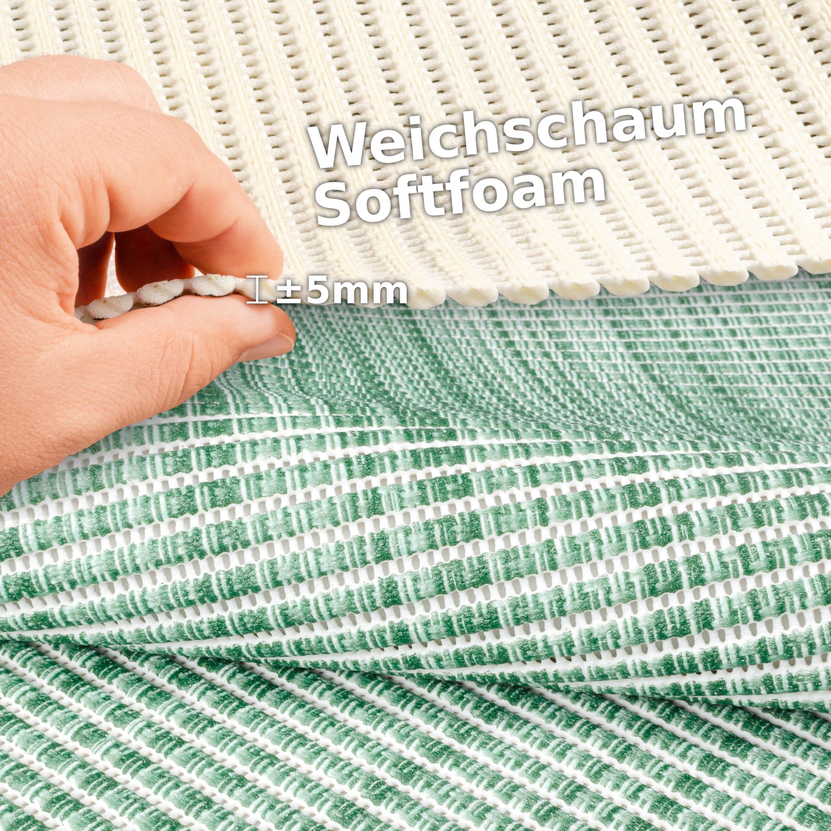 DM094C_30 Weichschaummatte Bad Weichschaum Badematte Leinenoptik Grün Breite 65cm Meterware