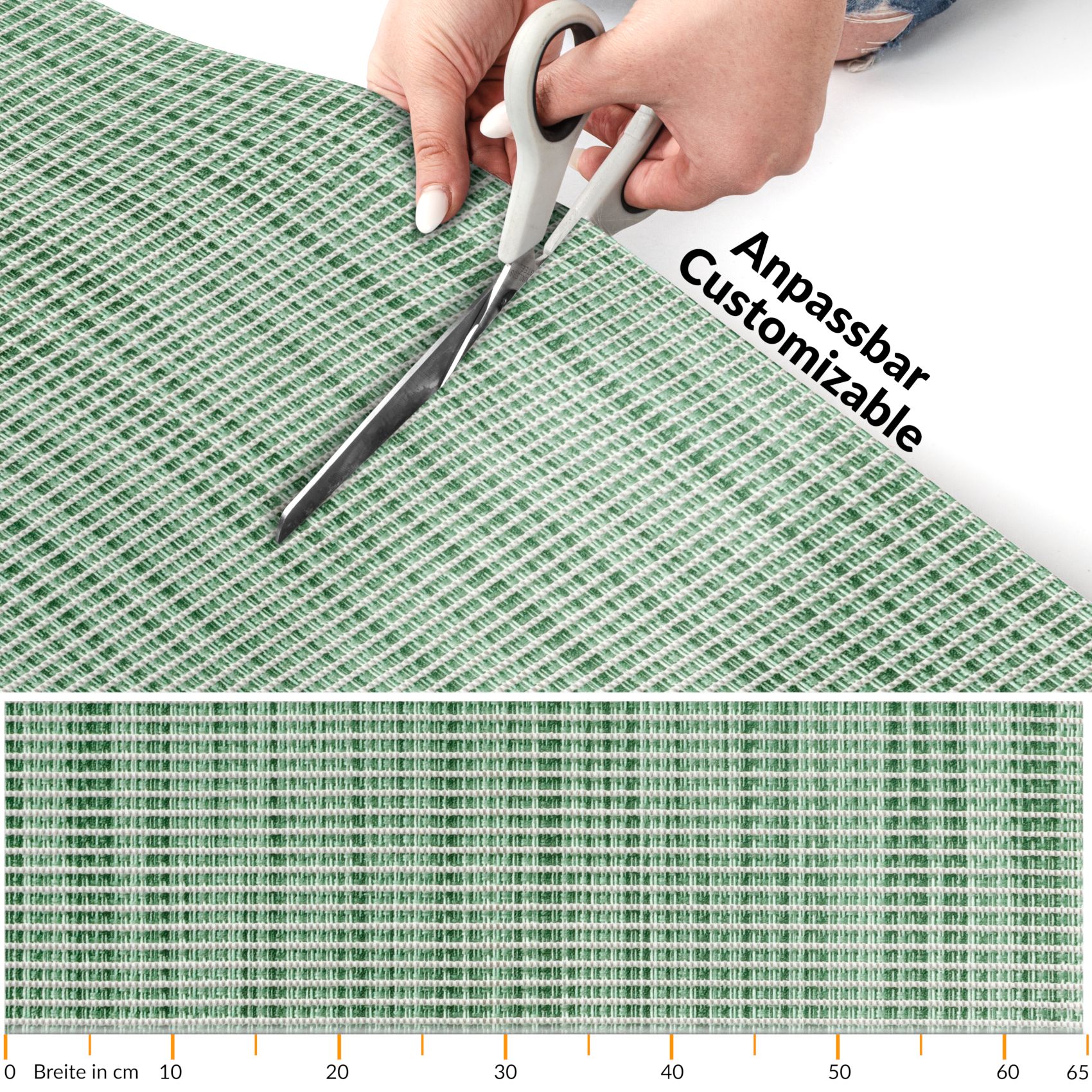 DM094C_50 Weichschaummatte Bad Weichschaum Badematte Leinenoptik Grün Breite 65cm Meterware