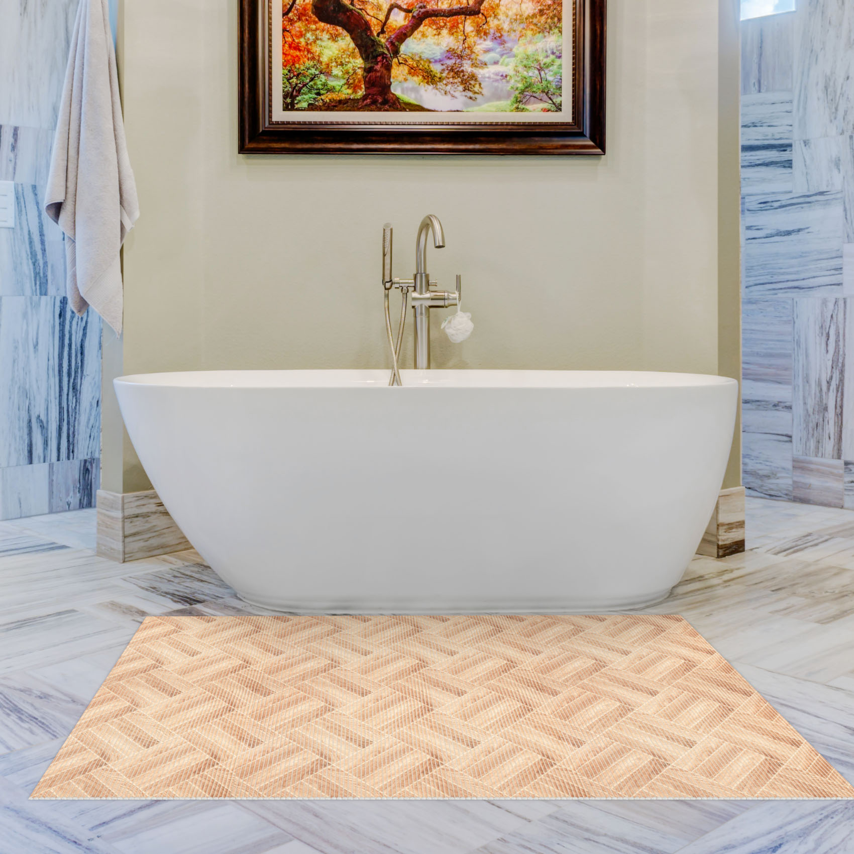 DM108A130_11 Weichschaummatte Badematte Weichschaum Bad Parkettholz Dunkelbeige Breite 130cm Meterware