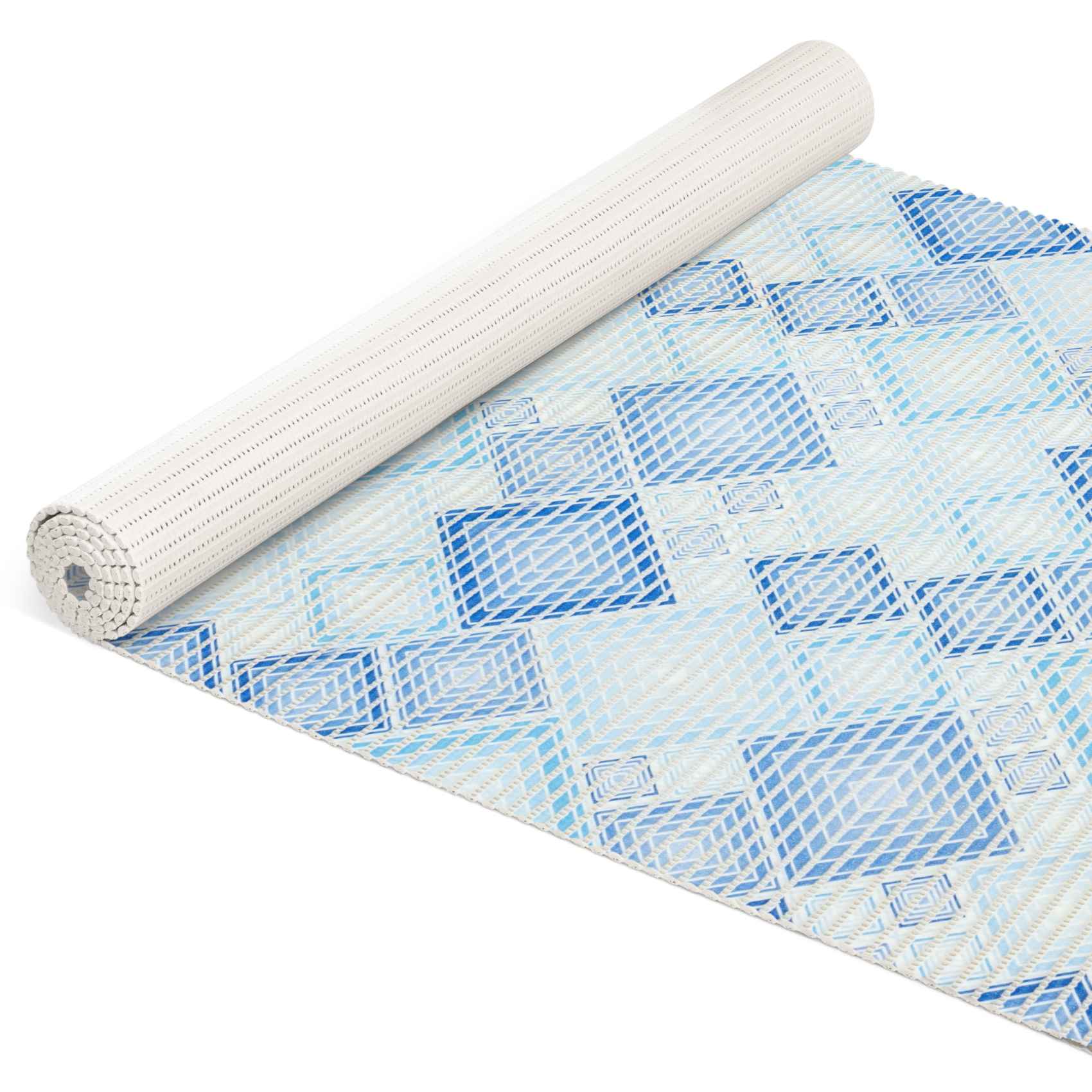 DM135A080_10B Weichschaummatte Badematte Karo Blau Breite 80cm Meterware