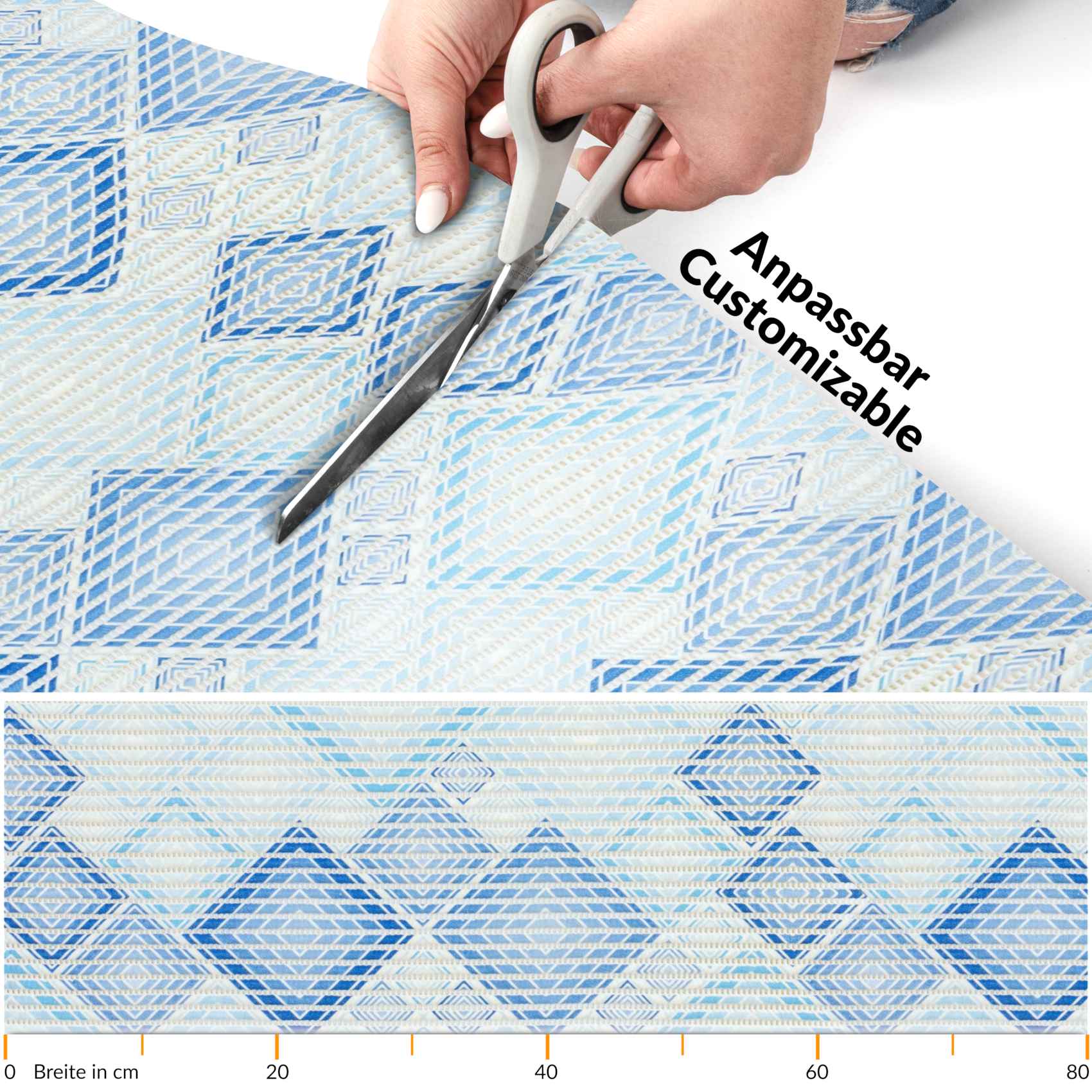 DM135A080_20 Weichschaummatte Badematte Karo Blau Breite 80cm Meterware