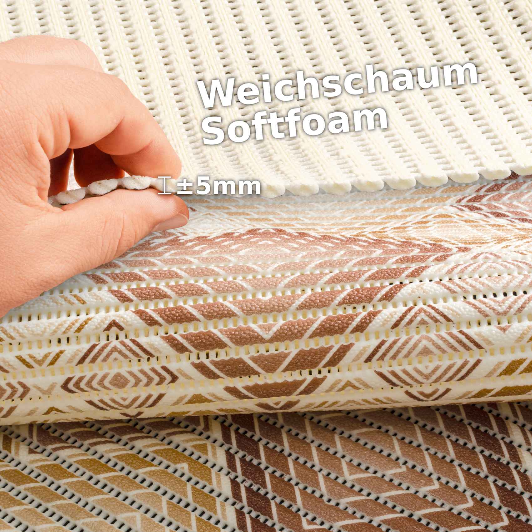 DM135A080_50 Weichschaummatte Bad Weichschaum Badematte Karo Braun Breite 65cm Meterware