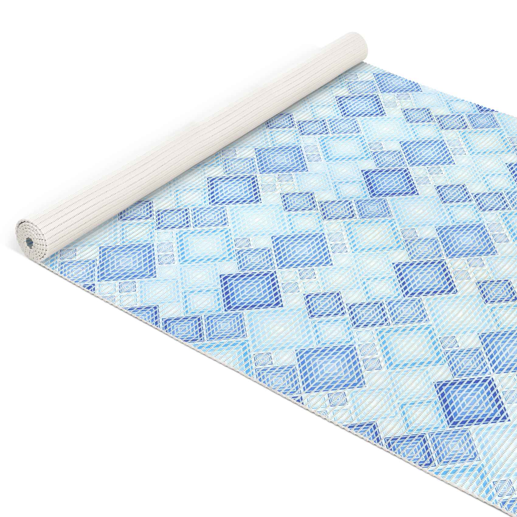 DM135A130_10B Weichschaummatte Badematte Weichschaum Bad Karo Blau Breite 130cm Meterware