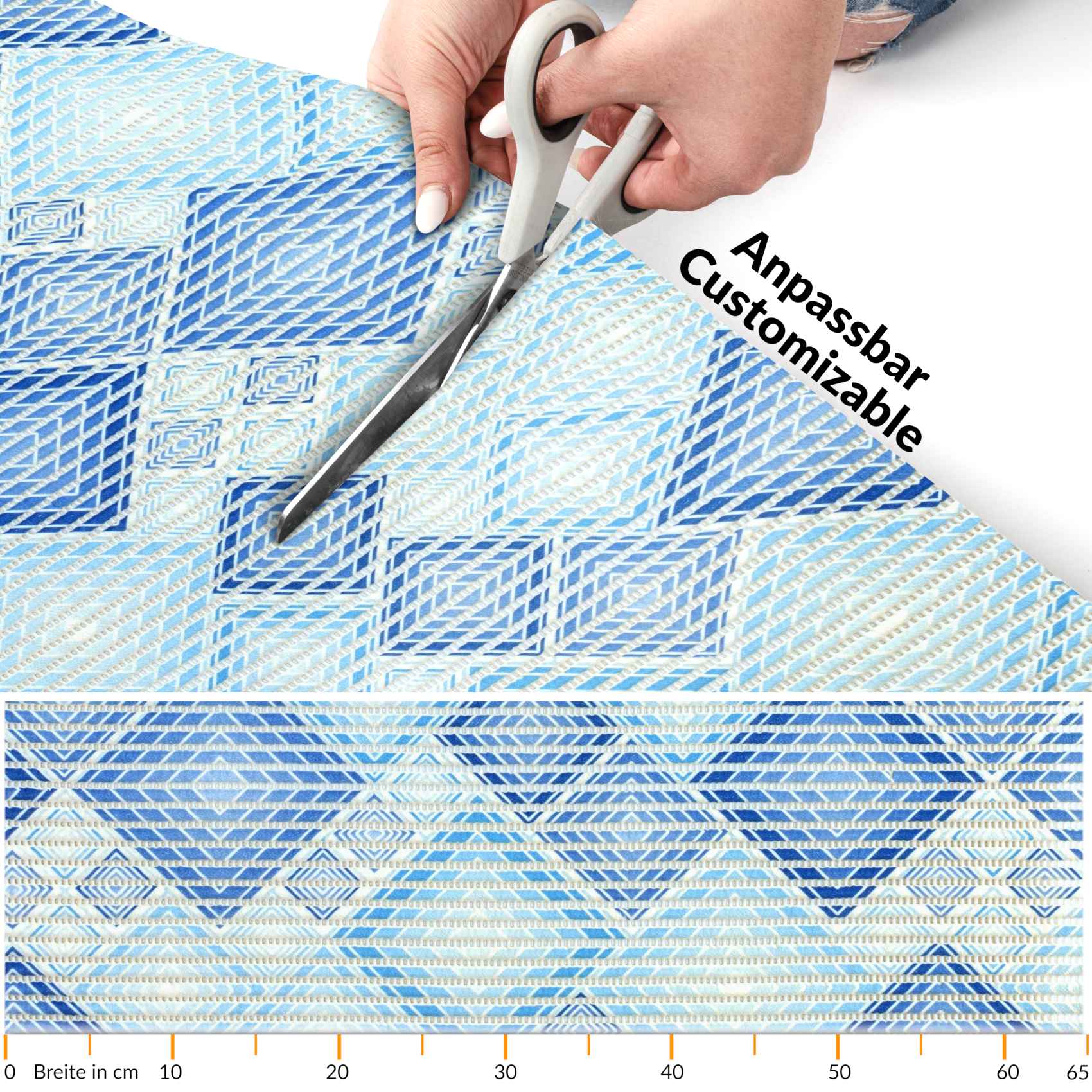 DM135A_20 Weichschaummatte Bad Weichschaum Badematte Karo Blau Breite 65cm Meterware