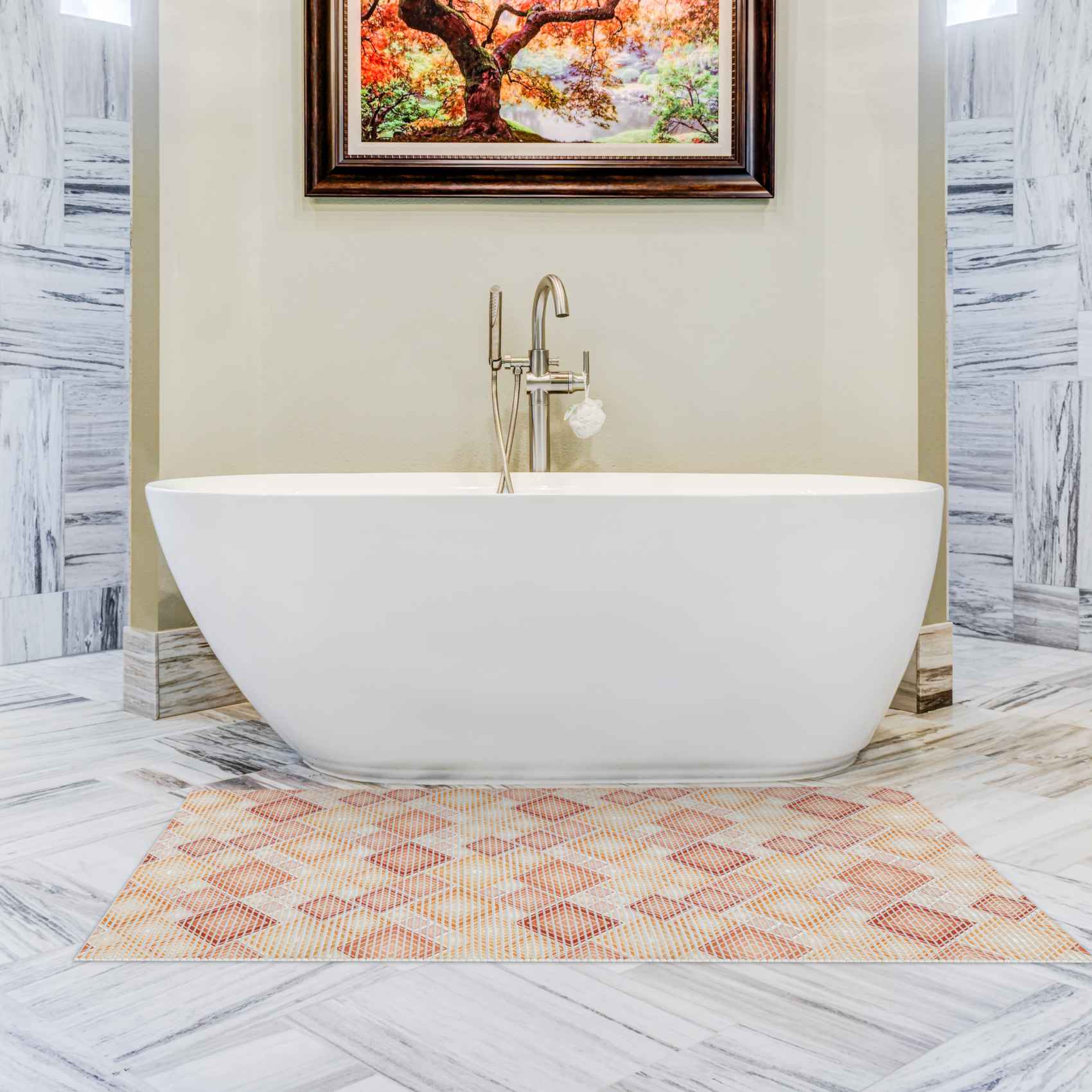 DM135B080_19 Weichschaummatte Badematte Karo Braun Breite 80cm Meterware