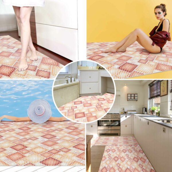 Badematte aus Meterware Karo Braun Breite 130cm Weichschaummatte Badvorleger