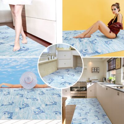 Weichschaummatte Badematte Weichschaum Bad Delfine Maritim Blau Breite 130cm Meterware