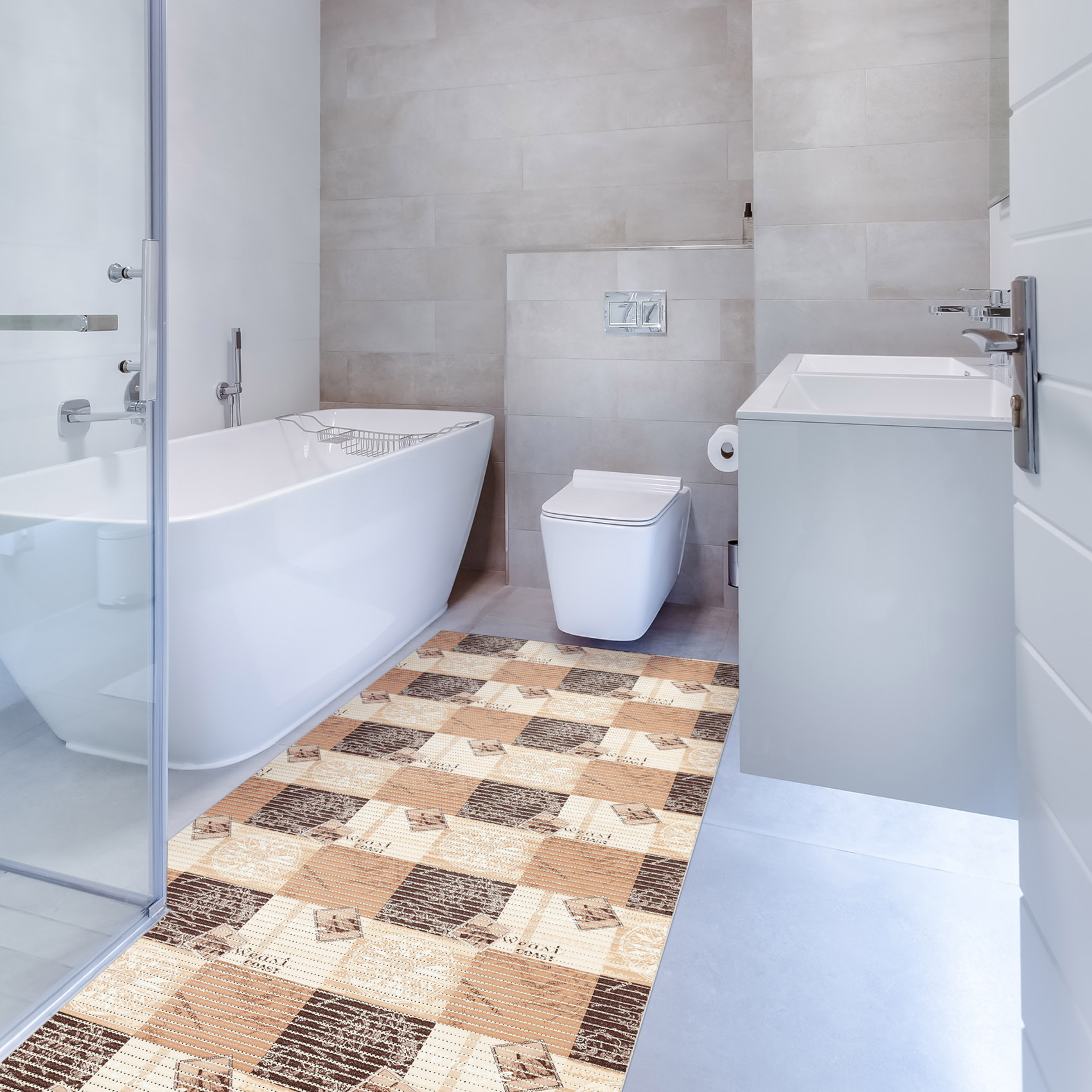 Weichschaummatte Bad Weichschaum Badematte Maritim Braun Breite 65cm Meterware