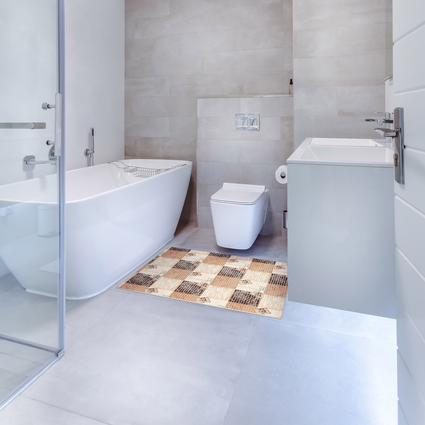 Weichschaummatte Bad Weichschaum Badematte Maritim Braun Breite 65cm Meterware