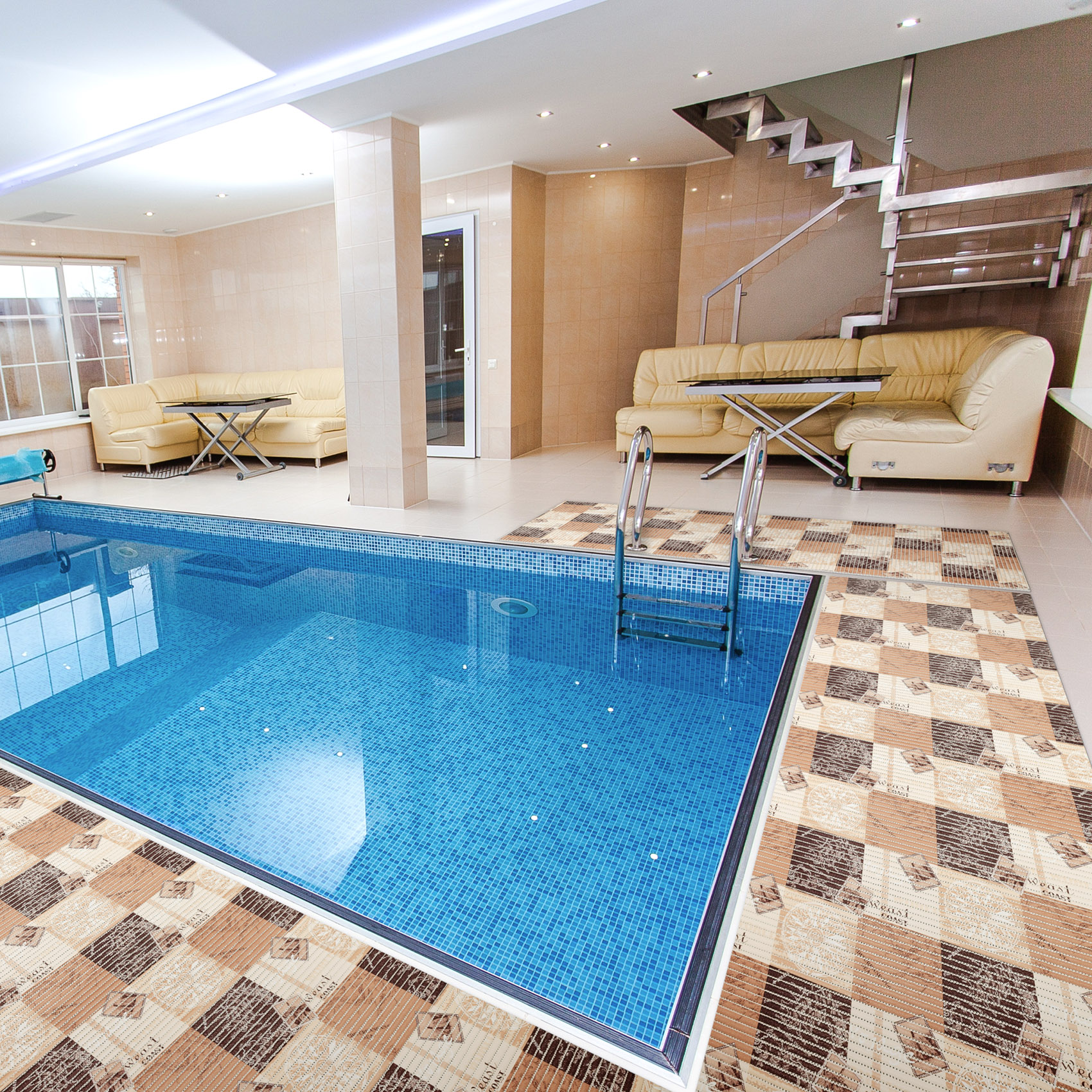 Weichschaummatte Bad Weichschaum Badematte Maritim Braun Breite 65cm Meterware