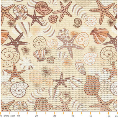 Weichschaummatte Bad Weichschaum Badematte Seestern Muscheln Beige Breite 65cm Meterware