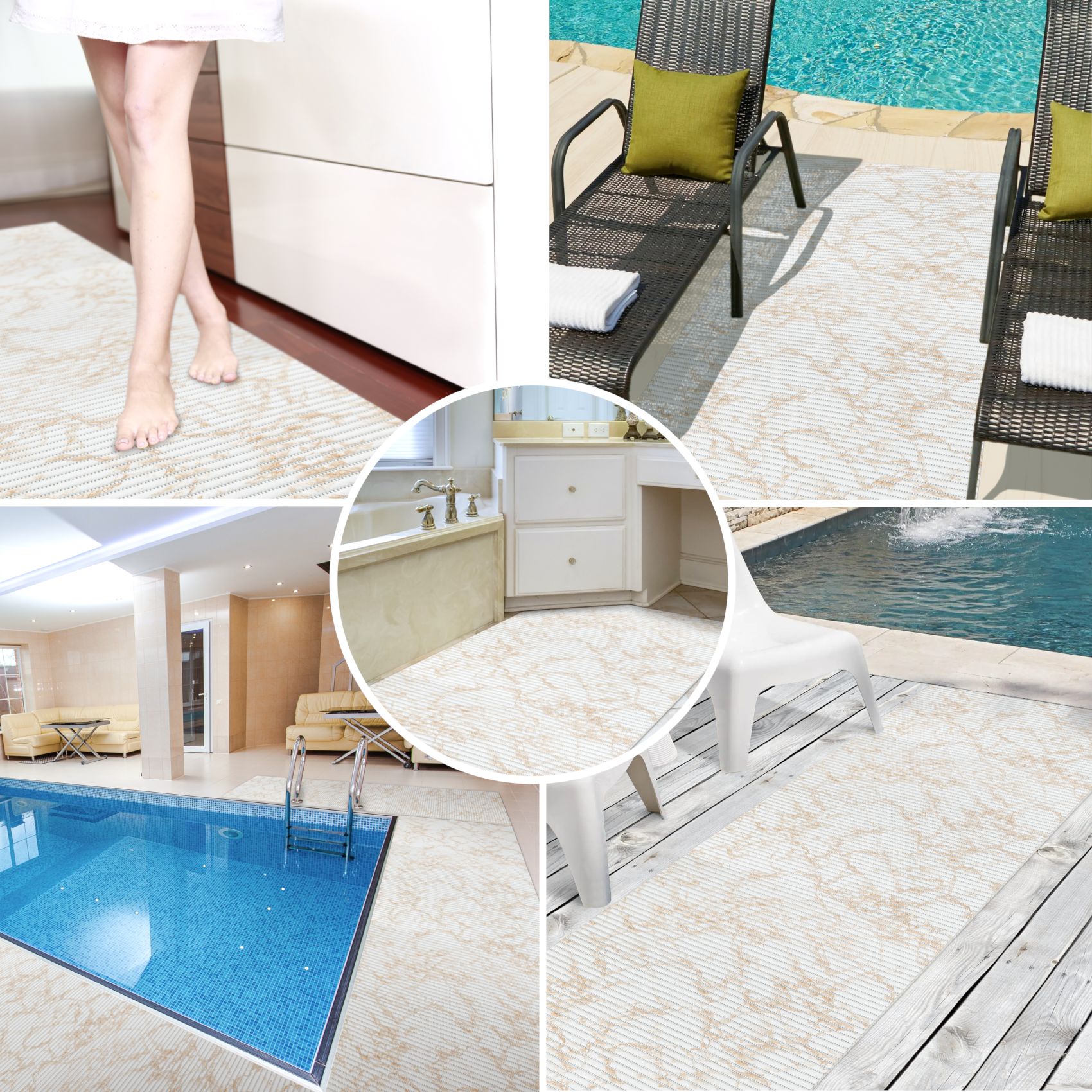 DM200B_30 Weichschaummatte Bad Weichschaum Badematte Marmor 4 Farben Blau Beige Braun Grau 65cm Breite