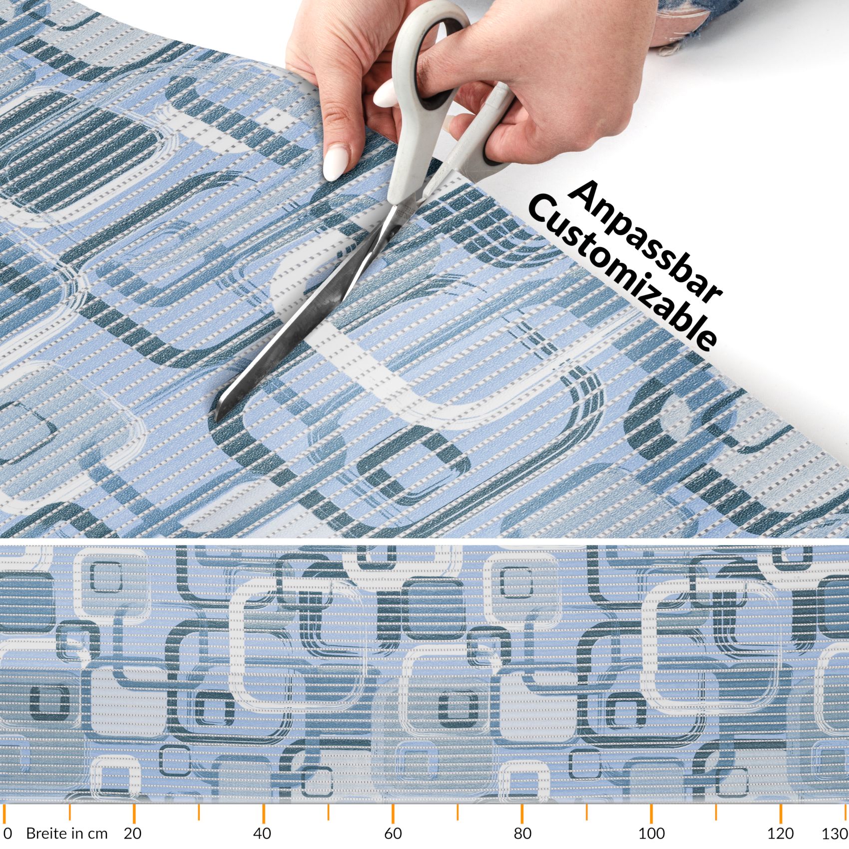 DM208A130_20 Weichschaummatte Badematte Weichschaum Bad Moderno Blau / Beige Breite 130cm Meterware