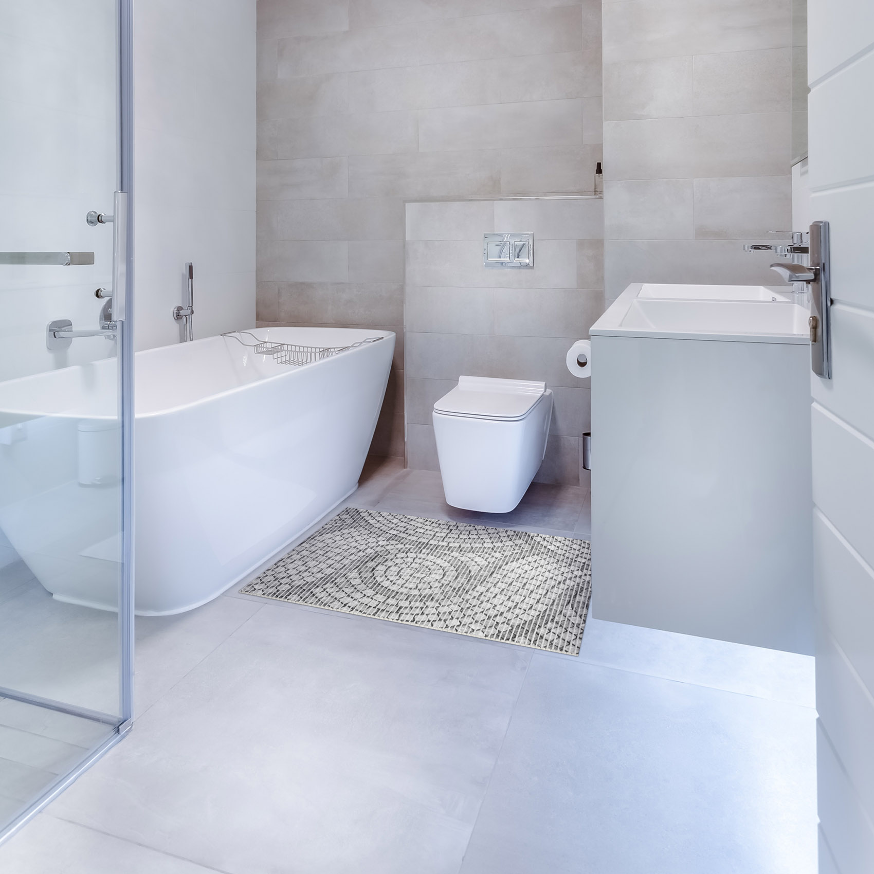 Weichschaummatte Bad Weichschaum Badematte Mosaiksteine Steine Grau Breite 65cm Meterware