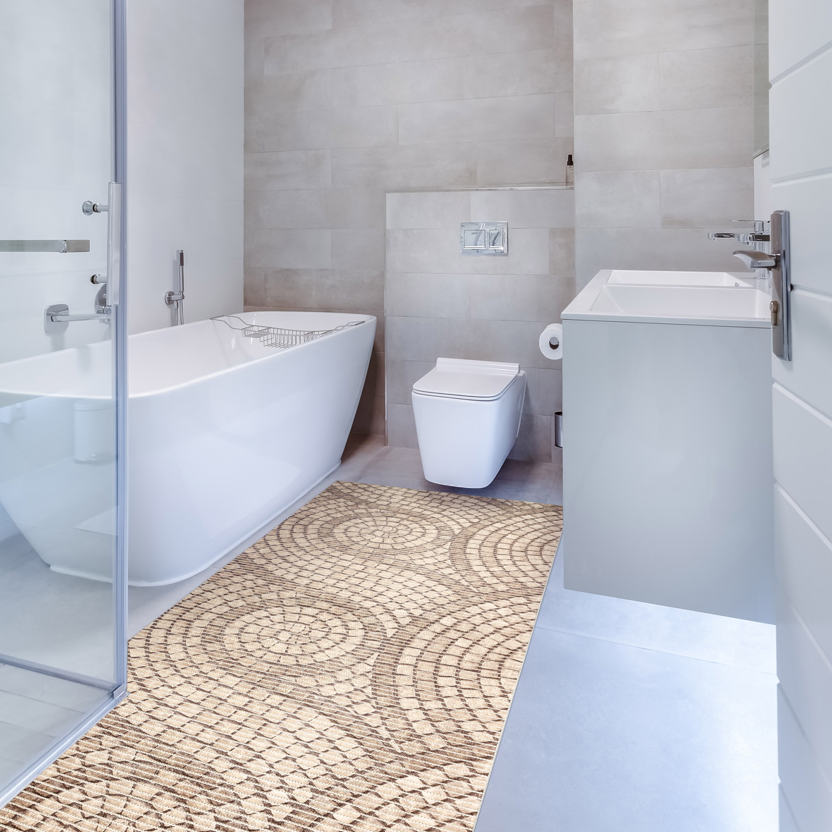 DM222B_13-jpg Weichschaummatte Bad Weichschaum Badematte Mosaiksteine Beige Breite 65cm Meterware