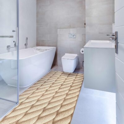 Weichschaummatte Bad Weichschaum Badematte Jute Marine Beige Breite 65cm Meterware