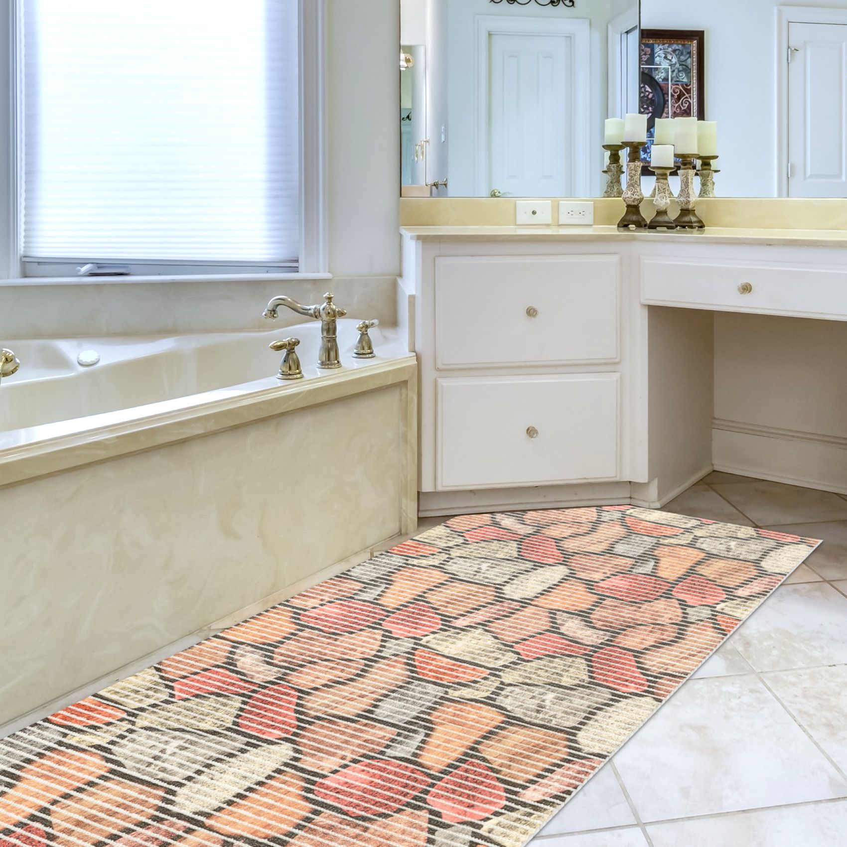 Weichschaummatte Bad Weichschaum Badematte Mosaiksteine Bunt Breite 65cm Meterware