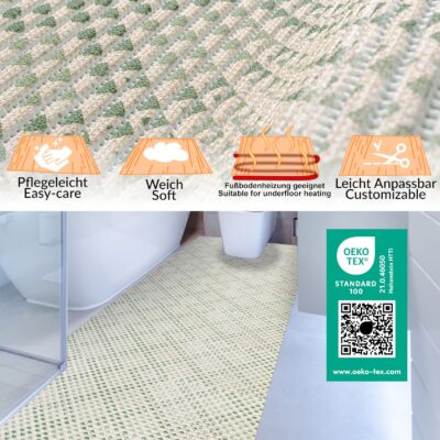 Weichschaummatte Bad Weichschaum Badematte Falschuni 4 Farben Blau Braun Grün Grau 65cm Breite