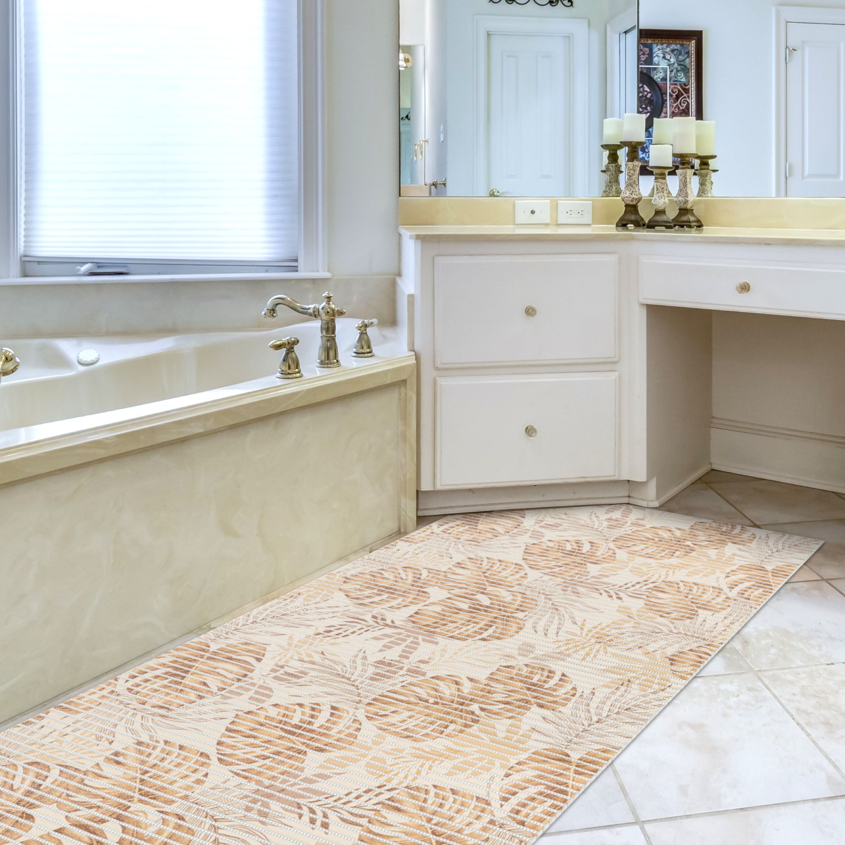 Weichschaummatte Bad Weichschaum Badematte Palmenblätter 2 Farben Braun Blau 65cm Breite