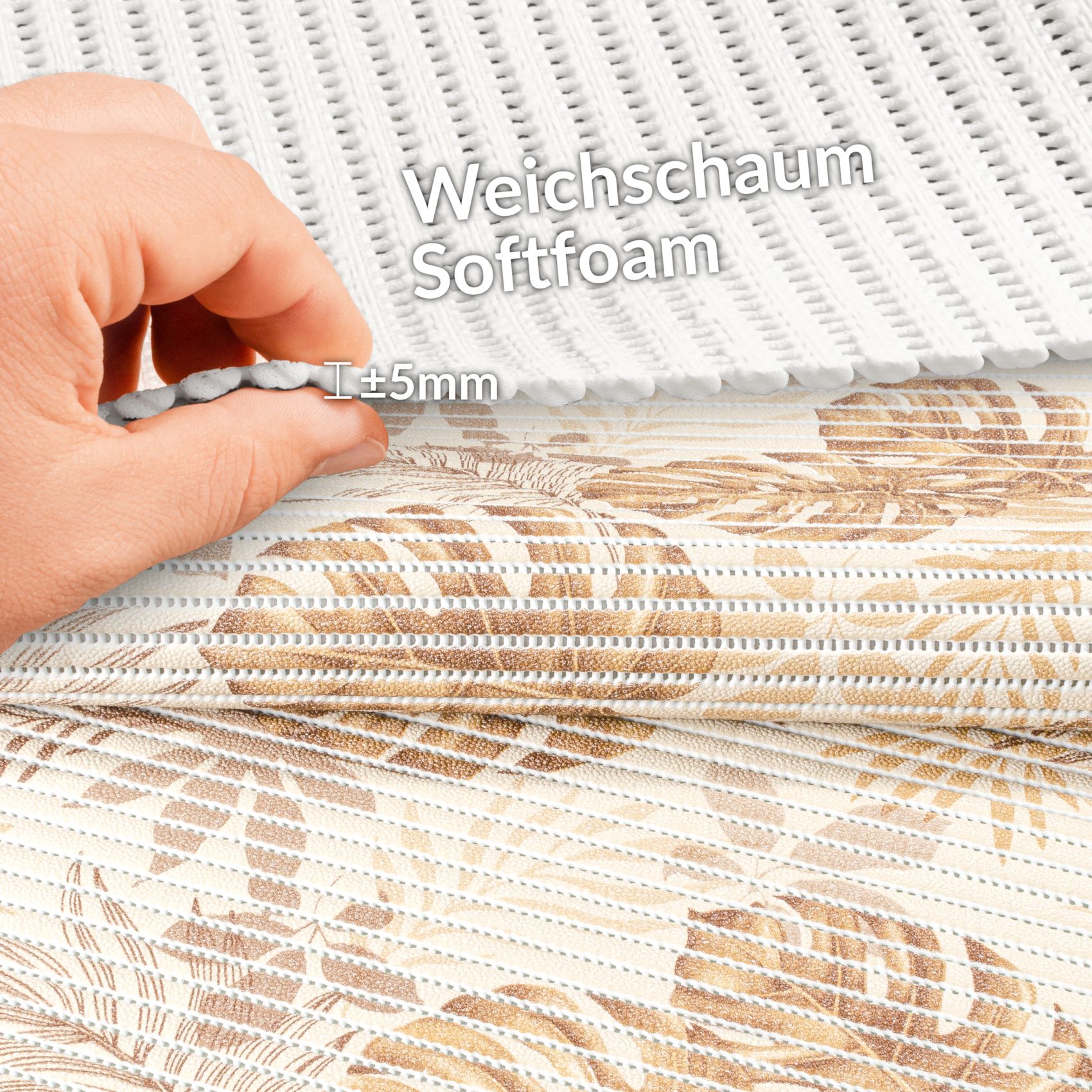 Weichschaummatte Bad Weichschaum Badematte Palmenblätter 2 Farben Braun Blau 65cm Breite