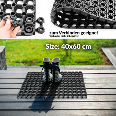 Ringgummimatte Schmutzfangmatte Fußabtreter Gummimatte Wabenmatte 40x60cm Schwarz